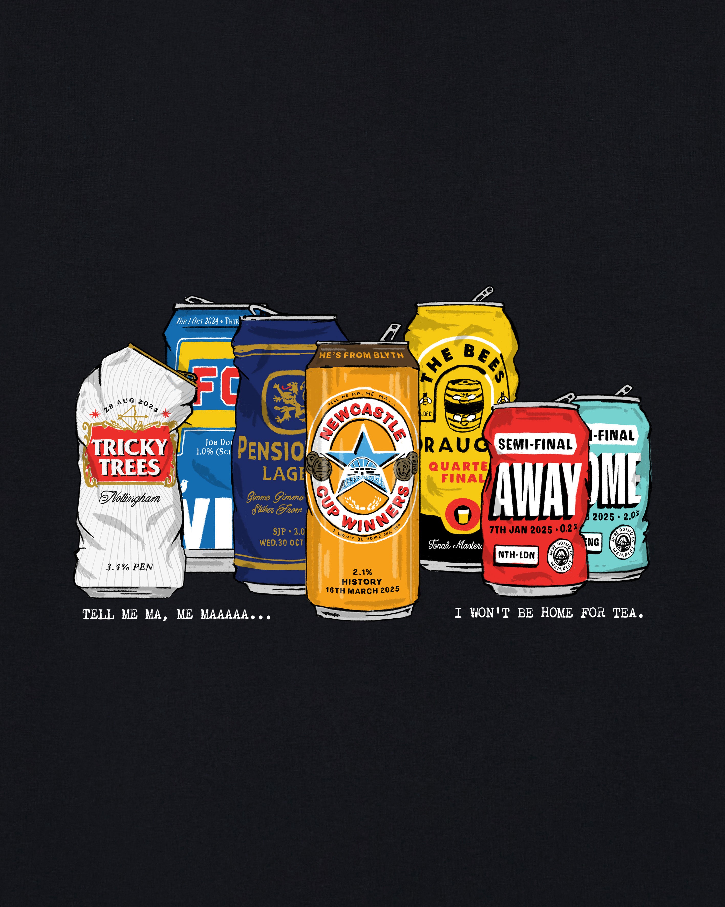 AOF x NUFC Cup Winners Cans Tee | Black T-shirt | Art of Football