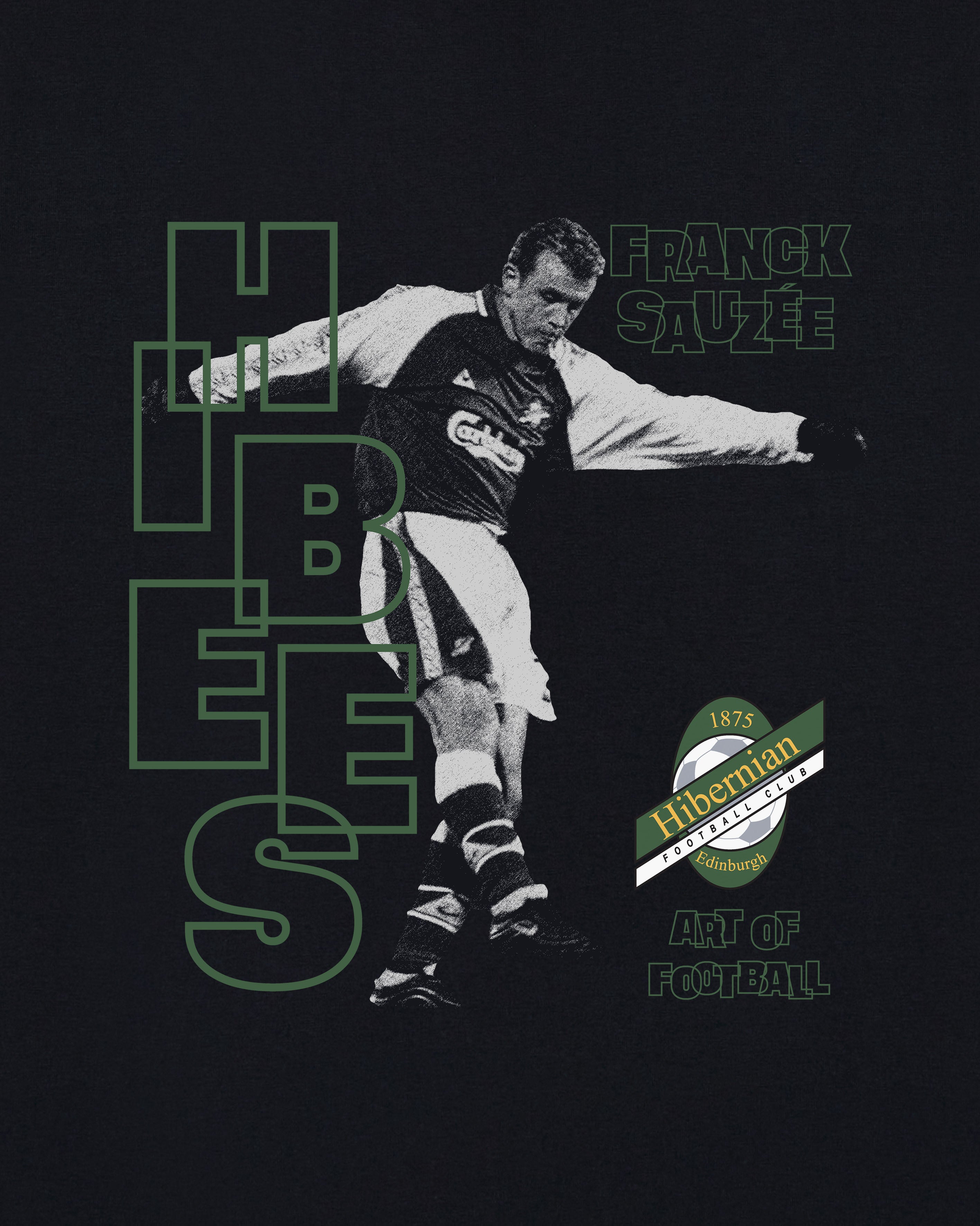 ART OF x Hibernian Sauzee Tee | Hibs Black Graphic Football T-shirt