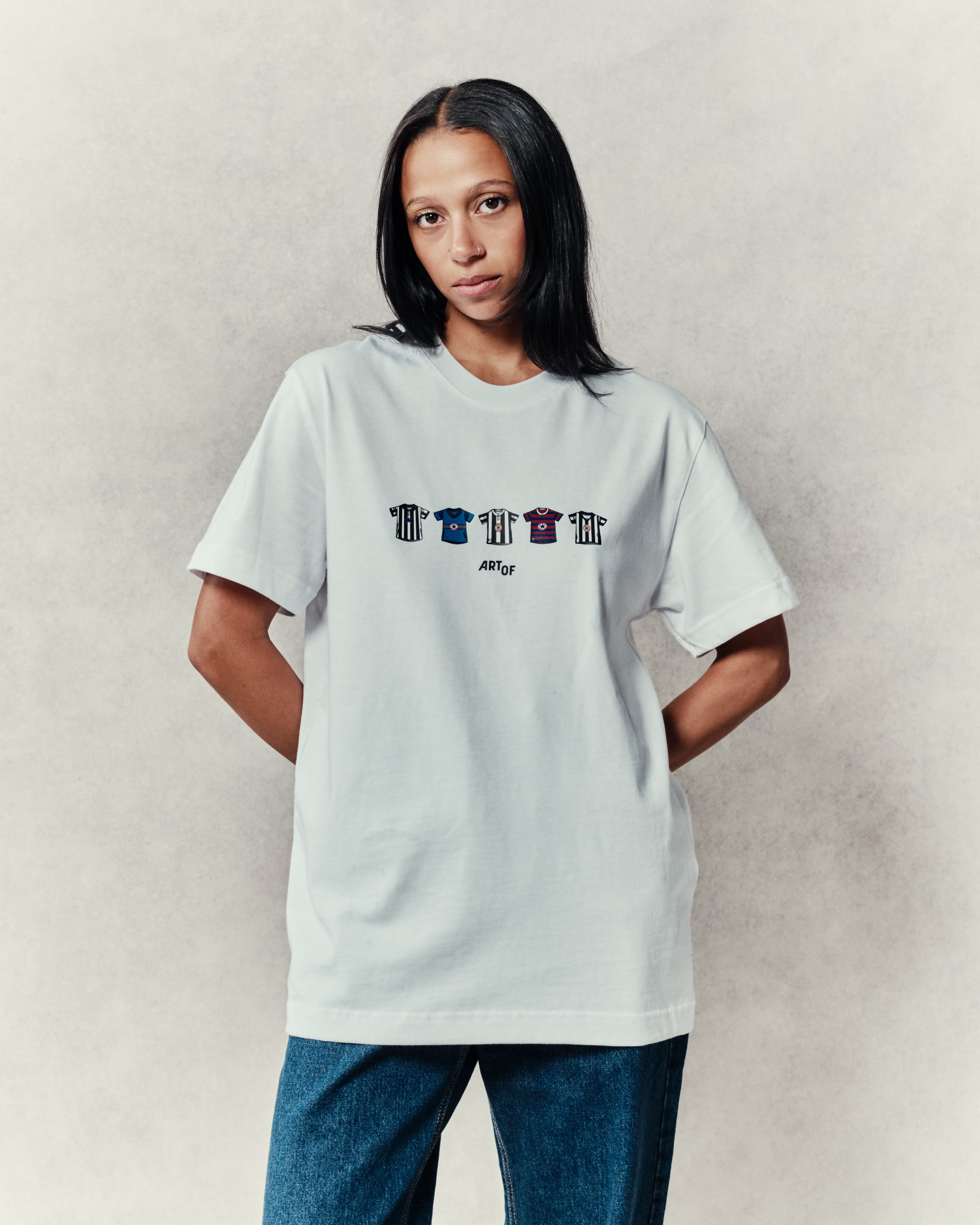 ART OF Toon Printed Classics Tee | White Graphic Football T-shirt